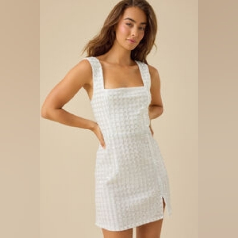 Altar'd State White Textured Mini Dress